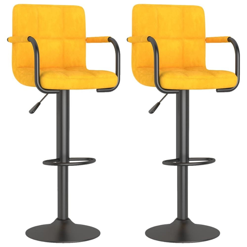 Vidaxl Barové stoličky 2 ks horčicovo-žlté zamat